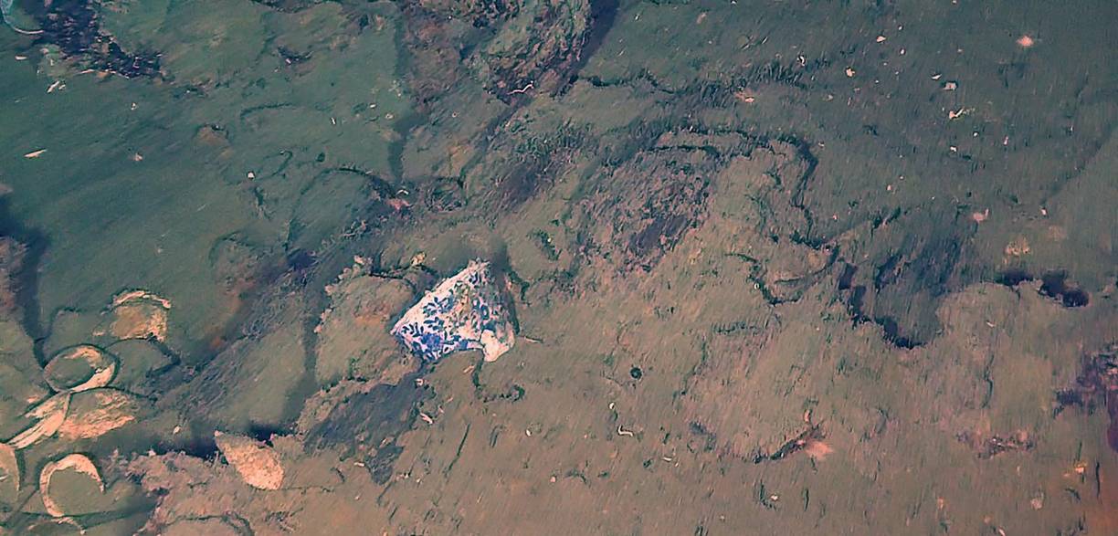 A medio enterrar sobresalen decenas de piezas de una vajilla casi intacta, decorada con arabescos y que los antropólogos investigan si provenía de Asia.