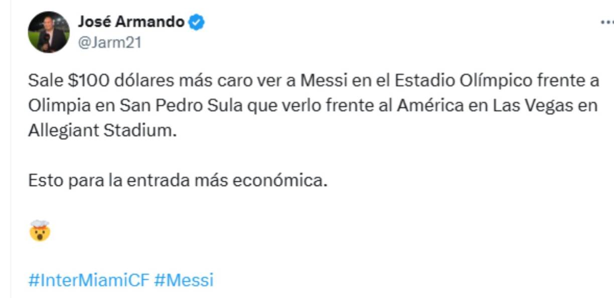 El periodista hondureño José Armando cubre al Inter Miami en Estados Unidos y se mostró sorprendido por los precios. 