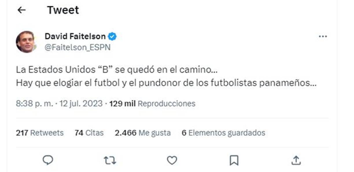 David Faitelson dio su punto de vista y felicitó a los panameños por el pase a la final.