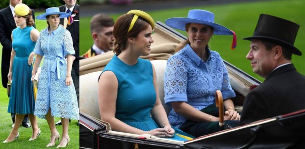 También estuvieron presentes las princesas Eugenia y Beatriz de York, quienes llegaron combinadas en diferentes tonos de azul.<br/><br/>Eugenia dio color a su atuendo con un sombrero amarillo mientras que Beatriz optó por agregar una borla colorida al sombrero que iba a juego con su vestido.