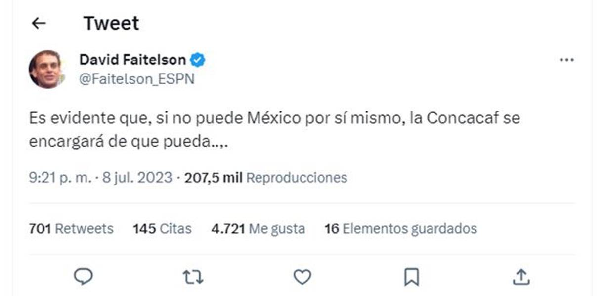 Faitelson lanzó fuertes comentarios por el penal sancionado por Said Martínez: “Es evidente que, si no puede México por sí mismo, la Concacaf se encargará de que pueda”, disparó. 