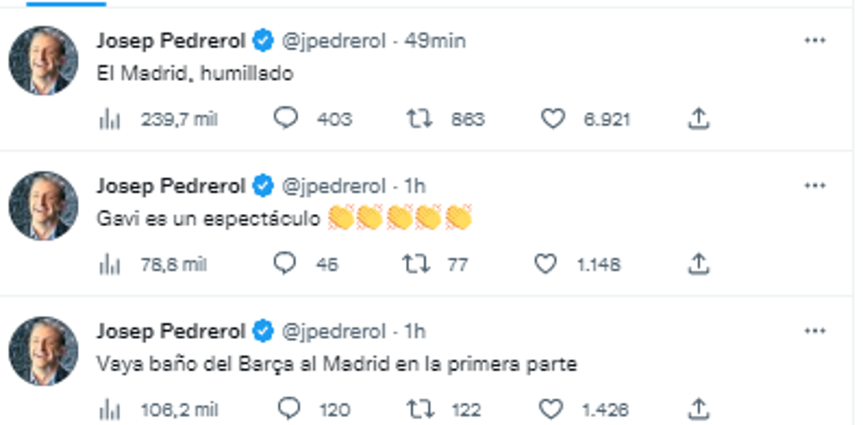 Josep Pedredol de El Chiringuito escribió: “El Madrid humillado”