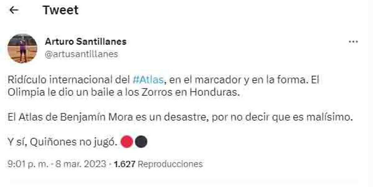 “Ridículo internacional del Atlas, en el marcados y en la forma. El Olimpia le dio un baile a los Zorros en Honduras. “