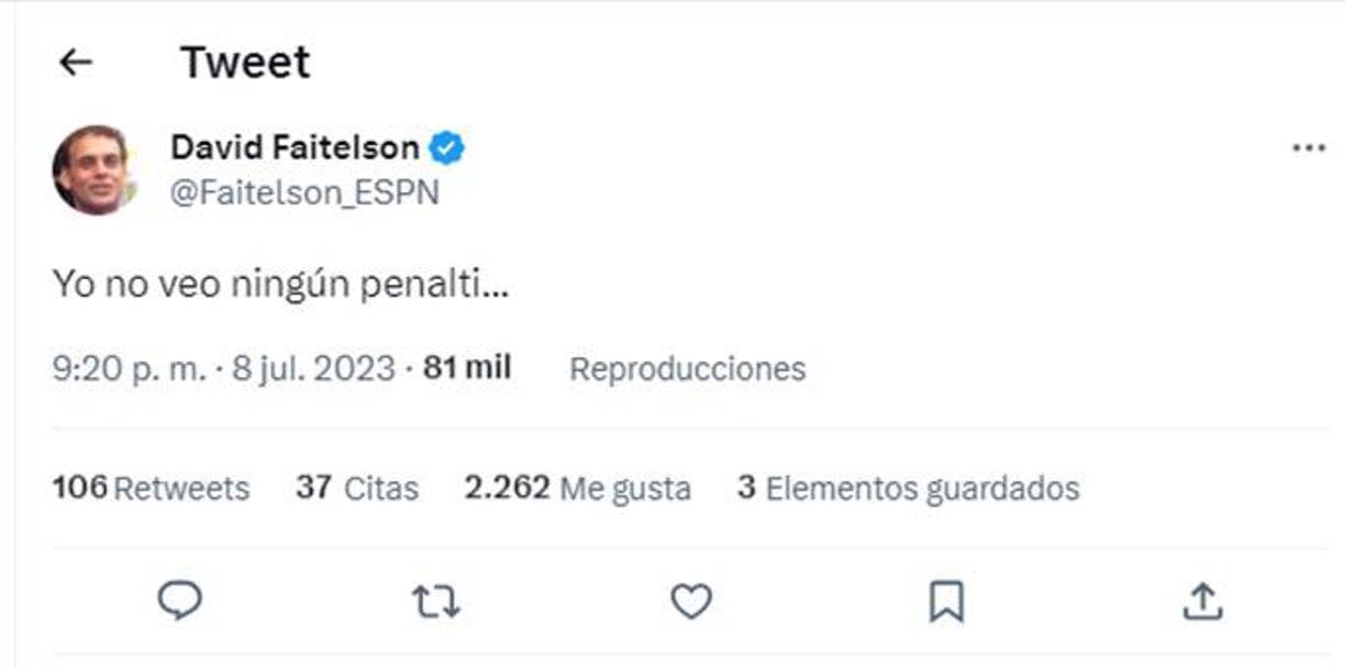 ”Yo no veo ningún penalti”, indicó David Faitelson luego del penal sancionado por Said Martínez a favor de México. 