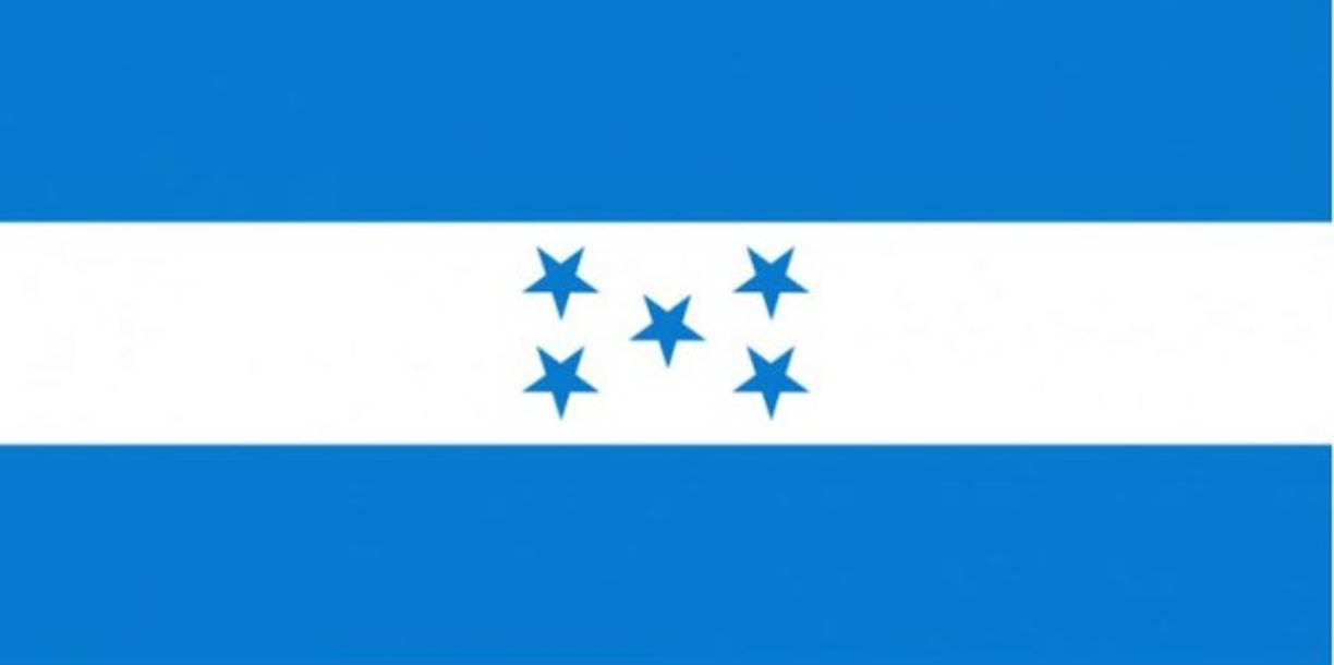 1866 - 1898 Bandera de Honduras que tenía cuatro estrellas azules juntas sobre la franja blanca y una en el centro de las cuatro estrellas. Cabe mencionar que las estrellas estaban ligeramente rotada a la derecha.