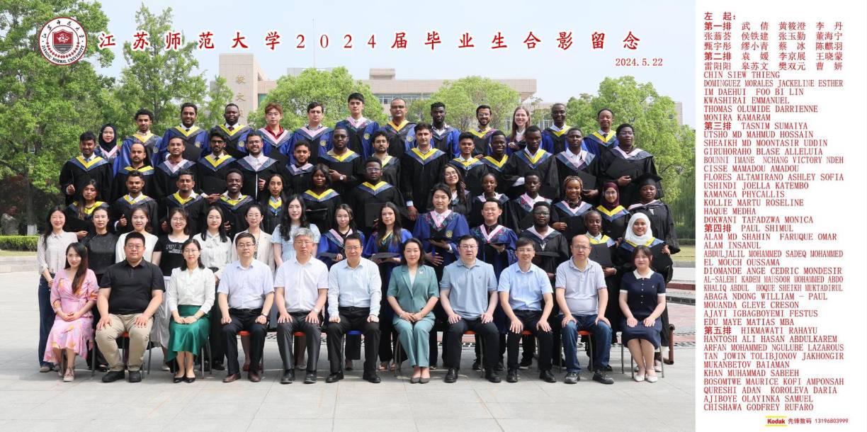 La joven compartió con LA PRENSA la fotografía oficial de la promoción que egresó junto a ella como máster en ingeniería mecánica en la universifad pública de Jiangsu, China.