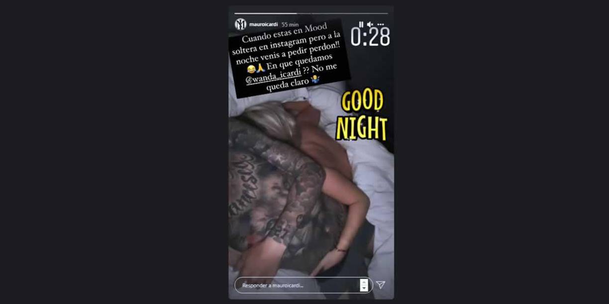 Mauro Icardi publicó por la noche, de París, esta imagen en su storie de Instagram.