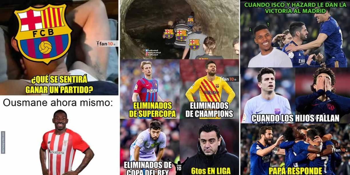 Los memes de la eliminación del FC Barcelona en los octavos de final de la Copa del Rey tras perder (3-2) contra el Athletic Club de Bilbao, todo lo contrario al Real Madrid que ganó (1-2) al Elche para clasificar a cuartos.