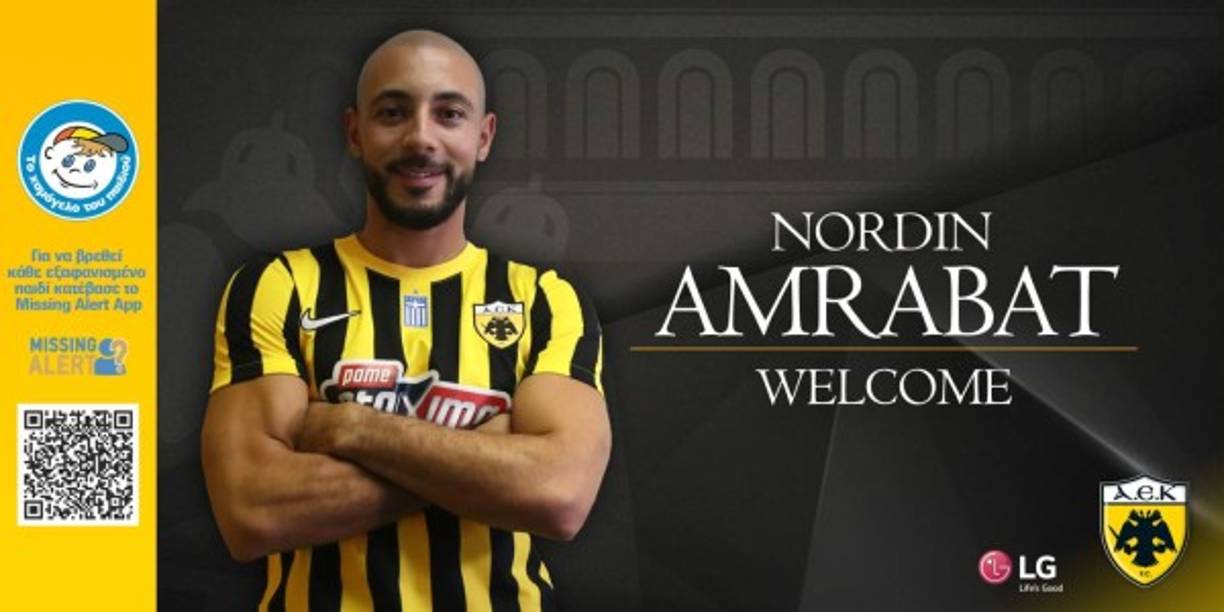 Nordin Amrabat: El delantero ha firmado por el AEK de la liga griega a sus 34 años de edad. Foto Twitter @AEK_FC_OFFICIAL.