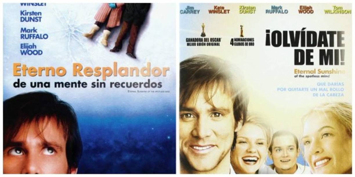 En Latinoamérica: Eterno resplandor de una mente sin recuerdos.<br/>En España: Olvídate de mí.<br/><br/>De nuevo Latinoamérica se acerca más al original, el de España, poco que ver.