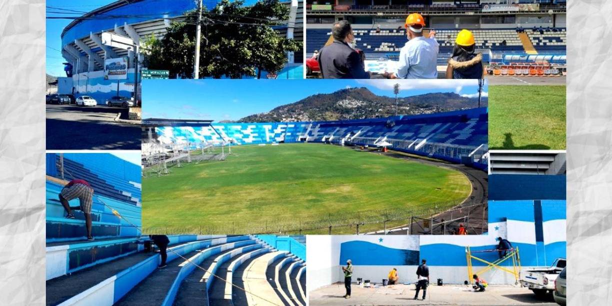 Los trabajos de pintado y remodelación del estadio continúan. 