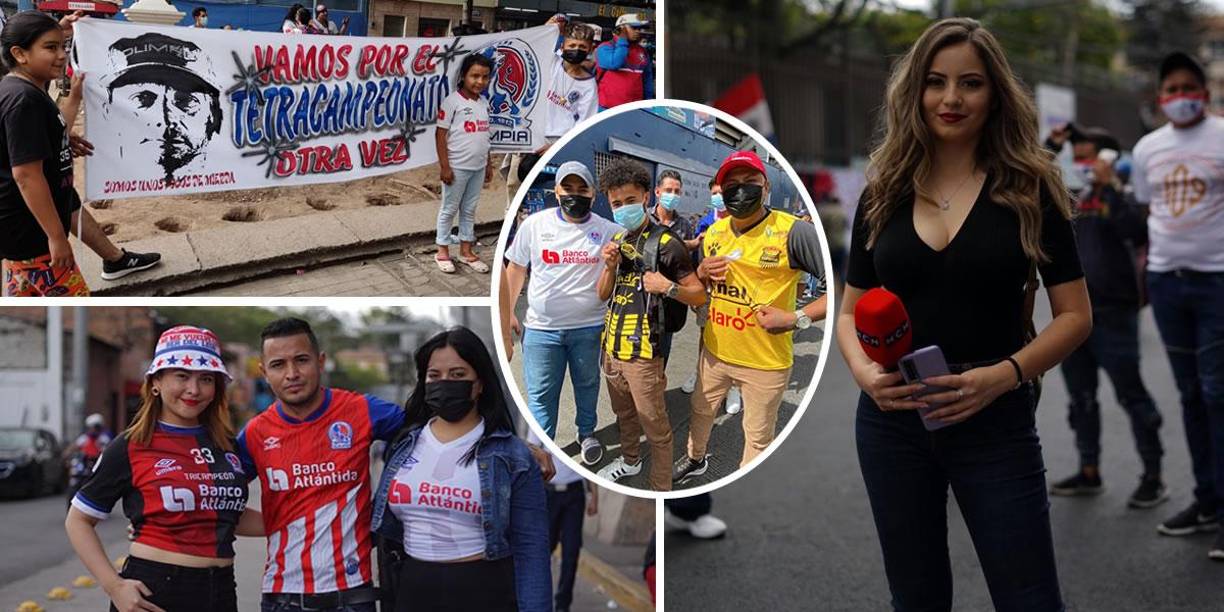 Las imágenes del ambientazo que se vive en Tegucigalpa previo al primer partido de la final Olimpia-Real España correspondiente al Torneo Apertura 2021 en el estadio Nacional.