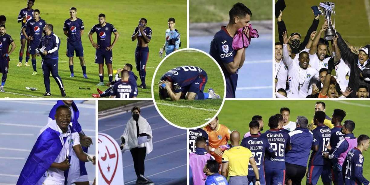 Las imágenes de la triste y dolorosa derrota de Motagua en la gran final de la Liga Concacaf contra Comunicaciones, que con el hondureño Júnior Lacayo se coronó campeón.