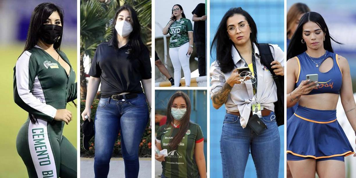 Ellas son las bellas chicas que adornaron el partido Marathón-Real España en la ida de semifinales del Torneo Clausura 2022, en el estadio Olímpico.