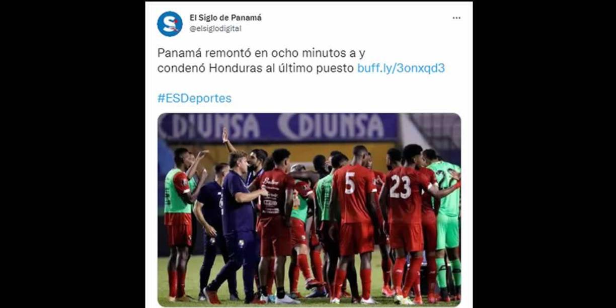 El Siglo de Panamá - “Panamá remontó en ocho minutos a y condenó Honduras al último puesto”.