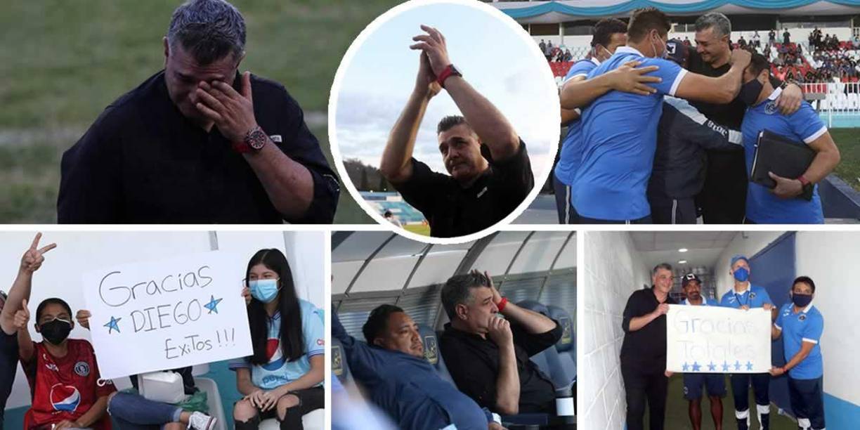 Las imágenes de la despedida de Diego Vázquez como entrenador del Motagua. El argentino vivió con mucha emoción su último partido, el cual ganaron (2-0) al Platense por la séptima jornada del Torneo Clausura 2022.