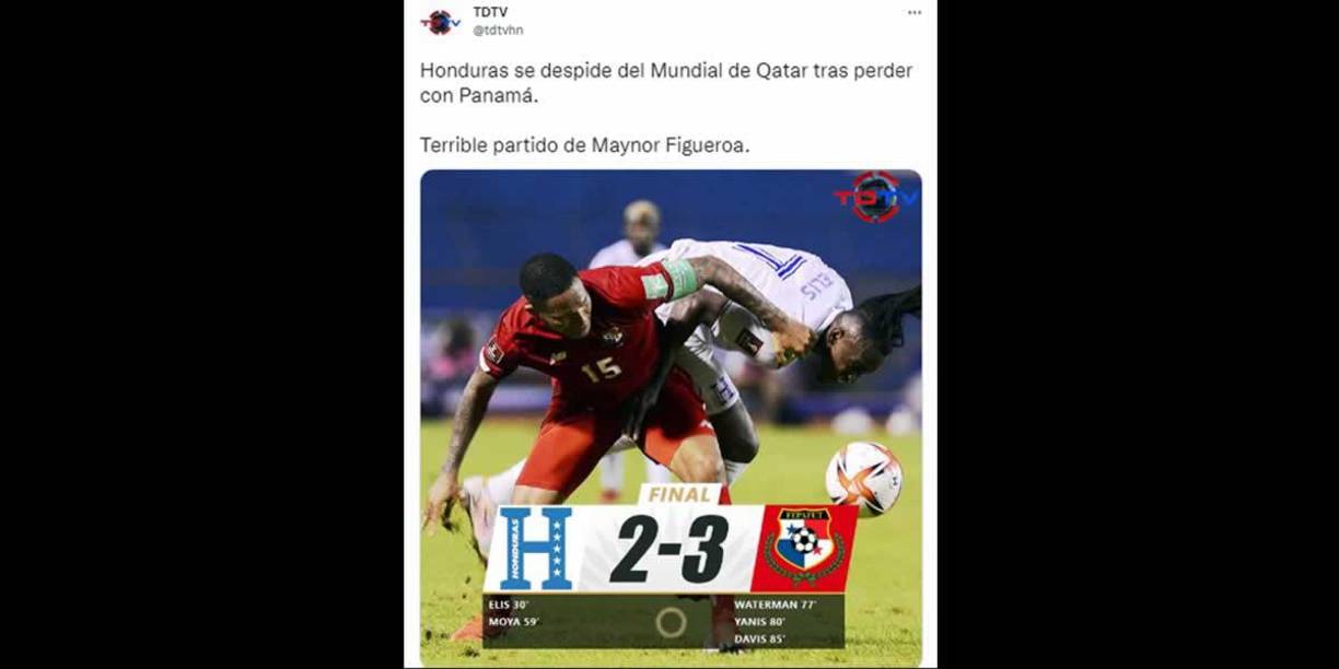Todo Deportes TV - “Honduras se despide del Mundial de Qatar tras perder con Panamá. Terrible partido de Maynor Figueroa”.