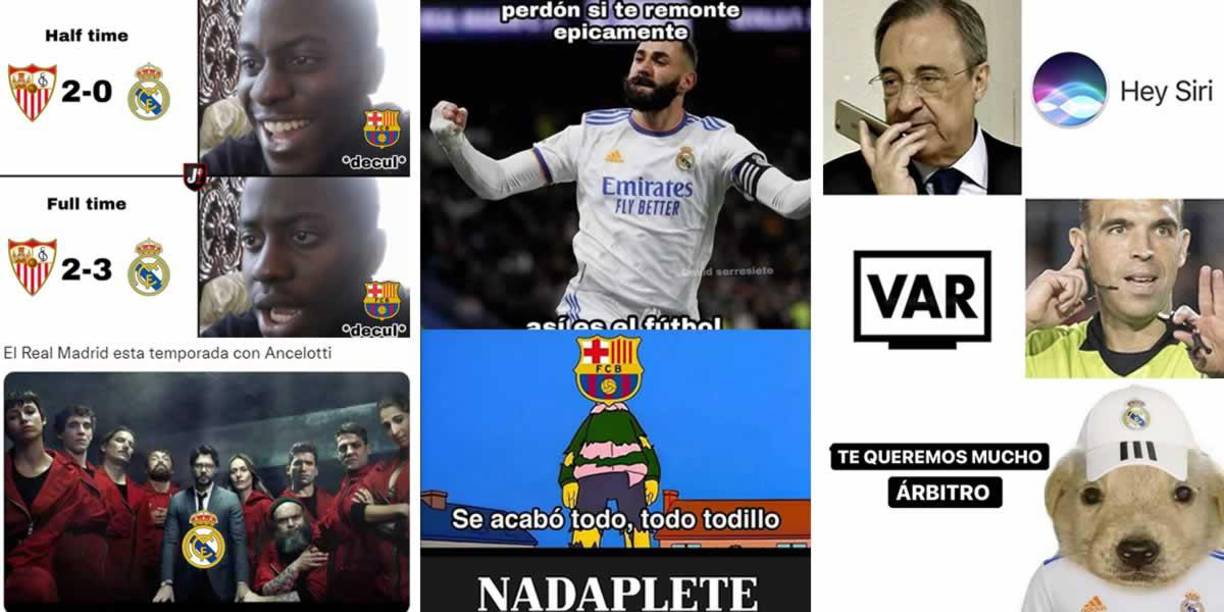 Los divertidos memes que dejó la remontada épica del Real Madrid (2-3) contra el Sevilla en la jornada 32 de la Liga Española.