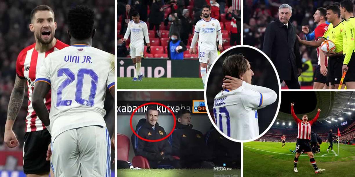 Las imágenes de la eliminación del Real Madrid en cuartos de final de la Copa del Rey 2022 tras perder (1-0) contra el Athletic Club de Bilbao en San Mamés.