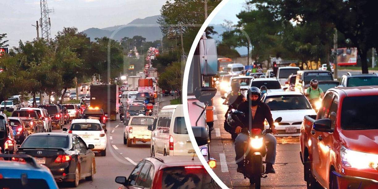 El congestionamiento vehicular en la salida al sur de la ciudad desespera a conductores y pasajeros. 
