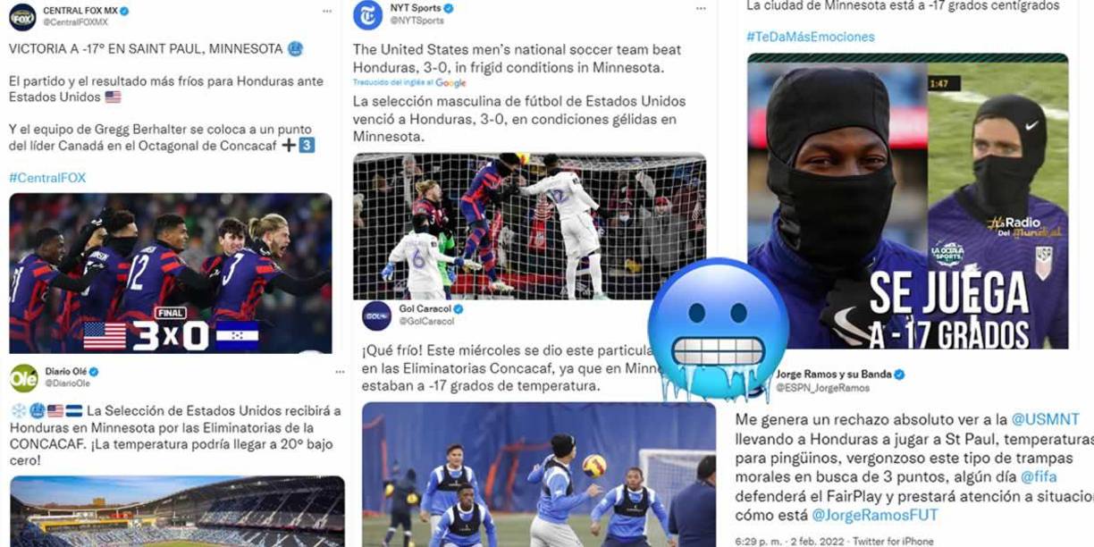 Los diarios en el mundo se manifestaron sobre las extremas condiciones en las que se jugó el partido Estados Unidos-Honduras con un terrible frío que afectó a los jugadores catrachos en Minnesota.