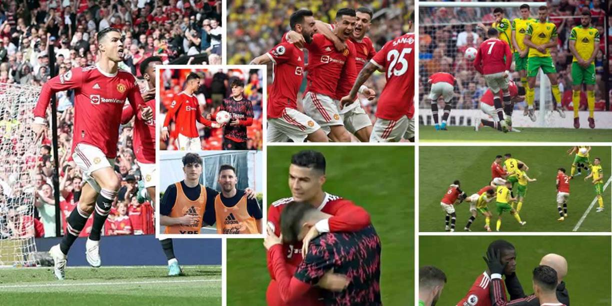 Cristiano Ronaldo salió al rescate del Manchester United con sus tres goles para darle el triunfo (3-2) contra el Norwich City en la Premier League y al final del partido tuvo un gran detalle con una joven promesa argentina que también compartió ya con Lionel Messi.