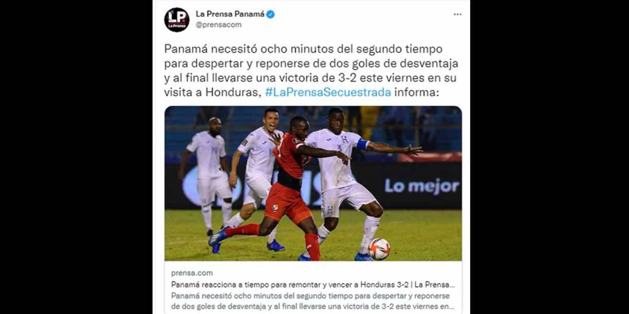 La Prensa de Panamá - “Panamá reacciona a tiempo para remontar y vencer a Honduras 3-2”.