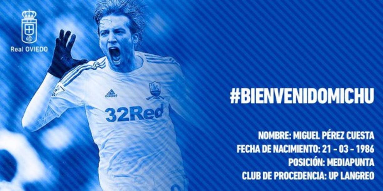 Michu, nuevo jugador del Real Oviedo. El mediapunta, español que regresa al equipo carbayón tras nueve años, llega procedente del Langreo de Tercera división.
