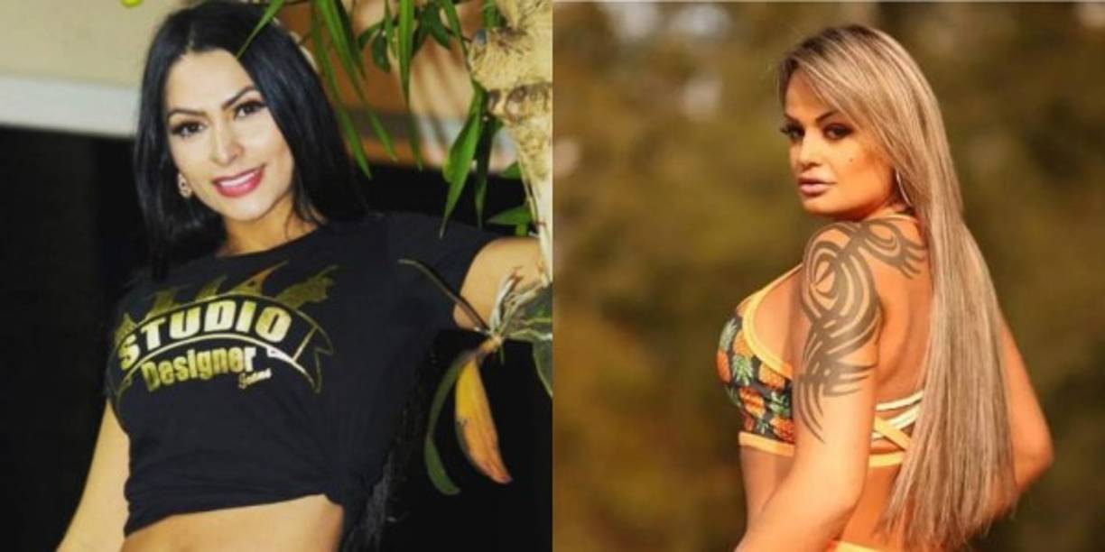 Ellen Santana (i), ganadora del Miss Bumbum, y Aline Uva (d) una de las participantes del concurso de belleza.<br/>