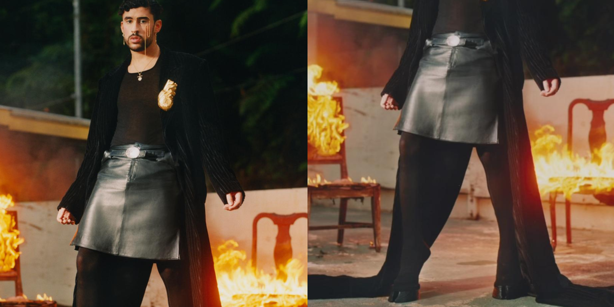 Esta es una de sus imágenes más polémicas del artículo, usa una falda, y unas medias negras.