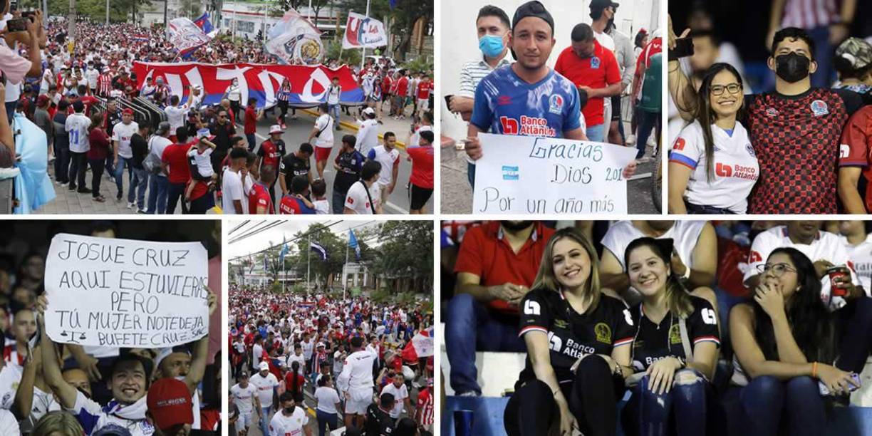 La afición del Olimpia ha abarrotado el estadio Morazán para alentar a su equipo en el partido de vuelta de los cuartos de final de la Liga Concacaf contra el Diriangén de Nicaragua.