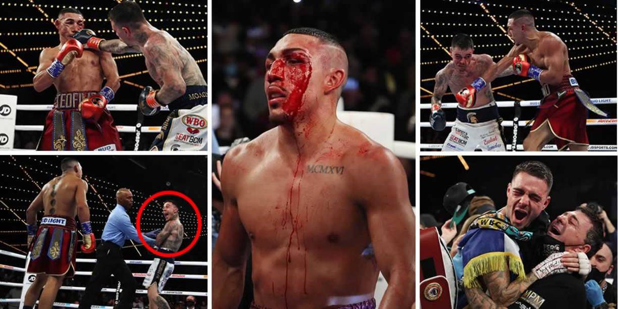 Las imágenes que dejó la emocionante pelea entre Teófimo López y George Kambosos, quien le terminó ganando por decisión dividida en el Madison Square Garden de Nueva York al hondureño.