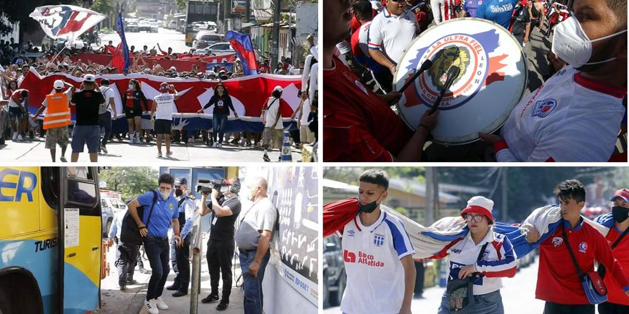 La barra del Olimpia, la Ultra Fiel, puso el ambiente en las afueras del estadio Ceibeño previo al clásico contra el Real España por la jornada 6 del Torneo Clausura 2022.