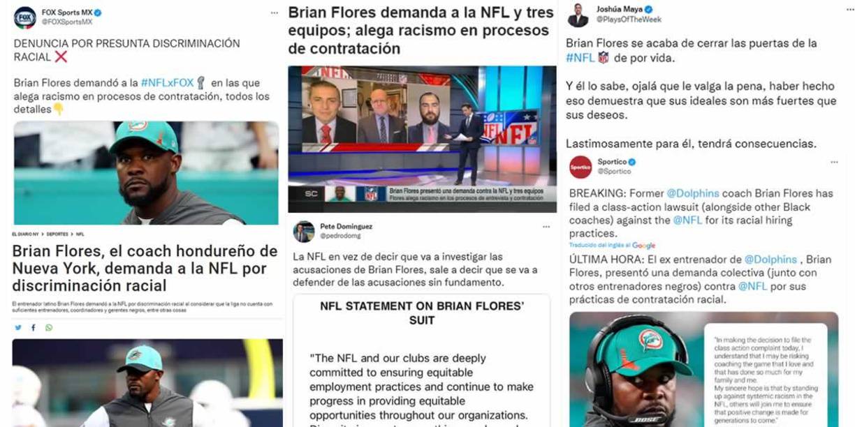 Los medios internacional destacan la noticia del escándalo que Brian Flores sacó a la luz en el fútbol americano. El entrenador de origen hondureño demandó a la NFL y a los otros equipos de la liga por prácticas racistas. También denunció amaño de partidos.