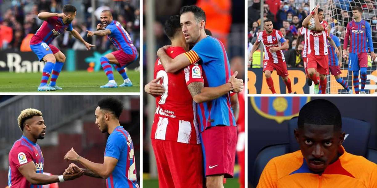 Las imágenes del triunfazo del Barcelona (4-2) sobre el Atlético de Madrid en la jornada 23 de la Liga Española 2021-2022.
