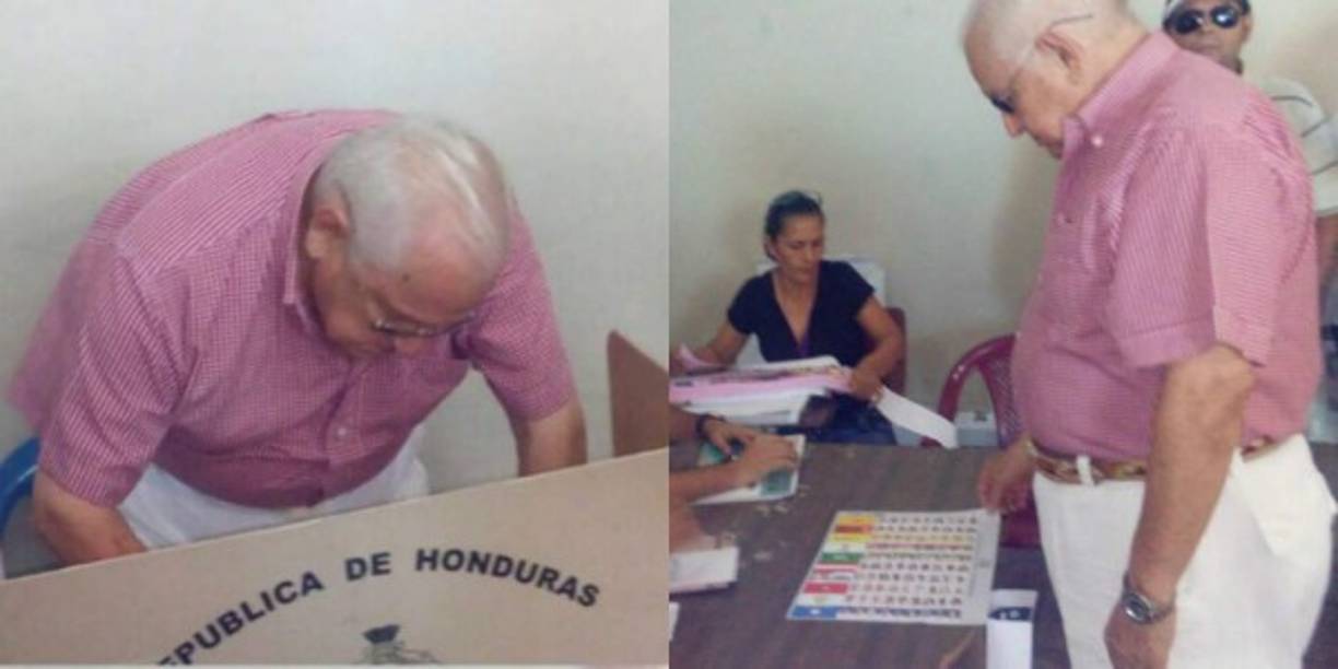 También estuvo el presidente provisional luego de la destitución de Zelaya, Roberto Micheletti, que en aquel entonces era el presidente del Congreso Nacional, hoy votó por el Partido Liberal en la ciudad de El Progreso, norte del país.