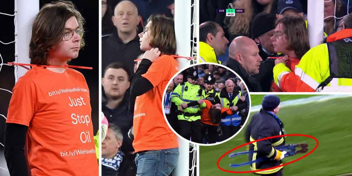 Un espectador del estadio Goodison Park saltó al césped en el transcurso del partido Everton-Newcastle y se ató el cuello a un poste de una de las porterías y motivó la interrupción del encuentro aplazado de la vigésima jornada de la Premier League inglesa. ¿Por qué lo hizo?