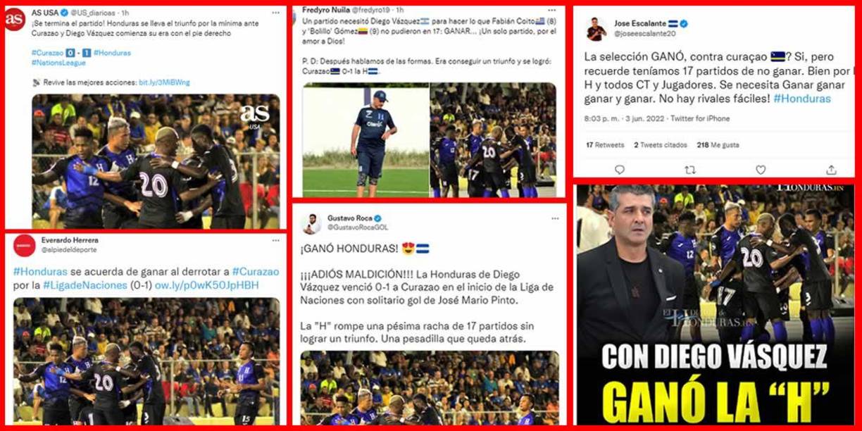 Diarios locales e internacionales, así como periodistas deportivos opinan tras el triunfo de la Selección de Honduras (0-1) contra Curazao en la Liga de Naciones de la Concacaf, en el debut de Diego Vázquez.