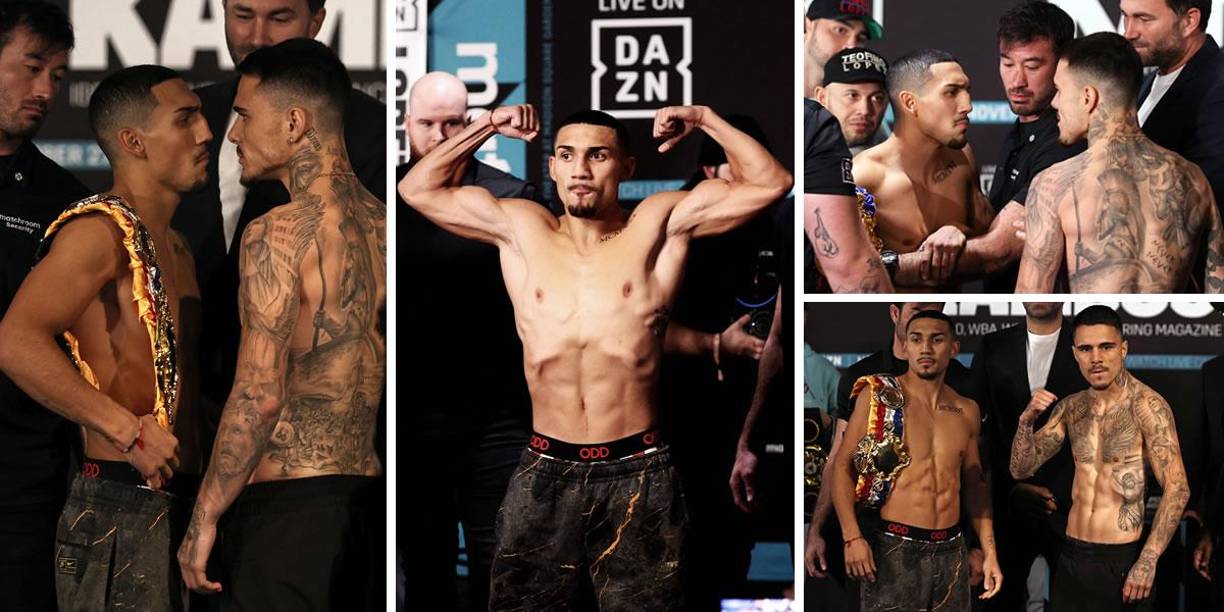 Teófimo López y George Kambosos cumplieron con el pesaje y protagonizaron un intenso careo para luego terminar el evento con fuertes declaraciones de cara a la pelea de este sábado en el Madison Square Garden de Nueva York.