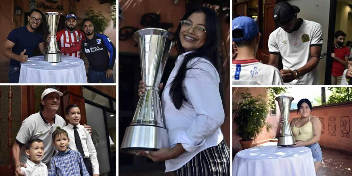 Muchos aficionados del Olimpia aprovecharon la visita de la copa de campeón a San Pedro Sula para tomarse fotos con el trofeo y también con el plantel del club merengue, antes del Clásico contra Motagua.