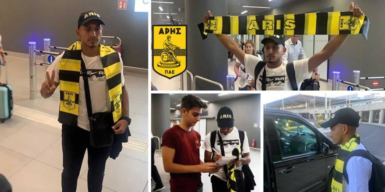 El futbolista hondureño Edwin Rodríguez llegó a Grecia para incorporarse a su nueva casa, el Aris Salónica y coincidió con el arribo del que será su nuevo entrenador en dicho club.