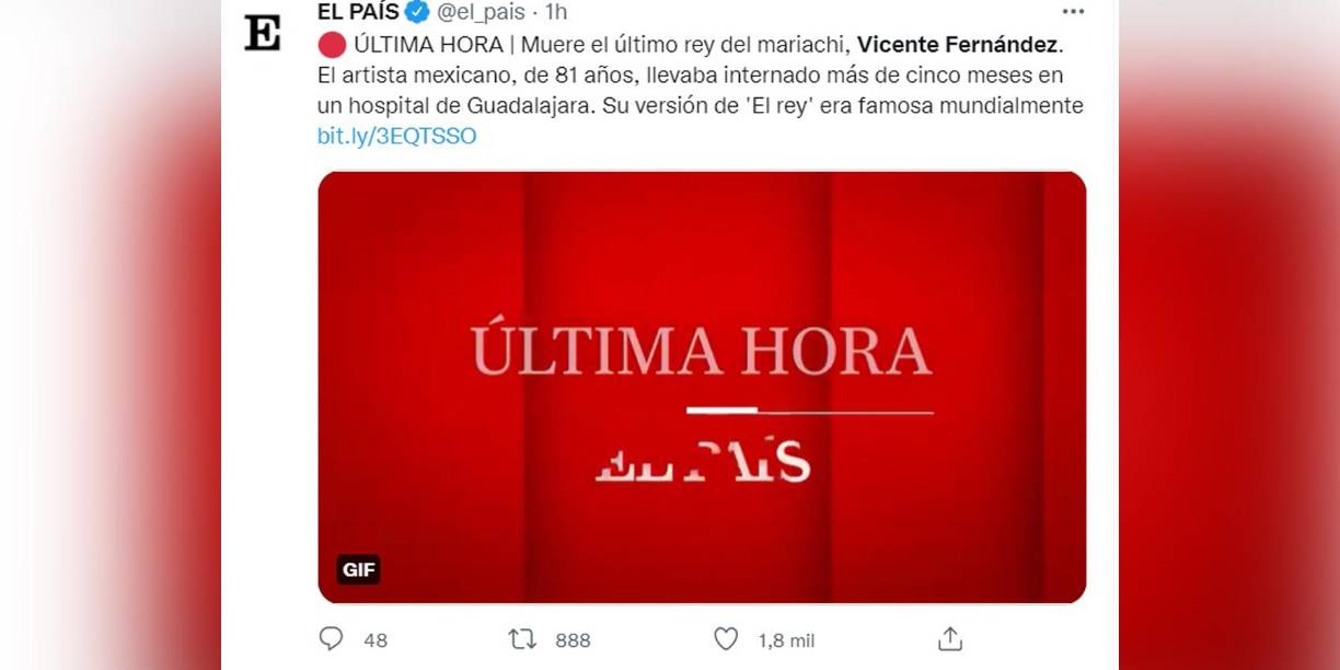 Vicente Fernández murió a los 81 años de edad en el hospital Country 2000. 