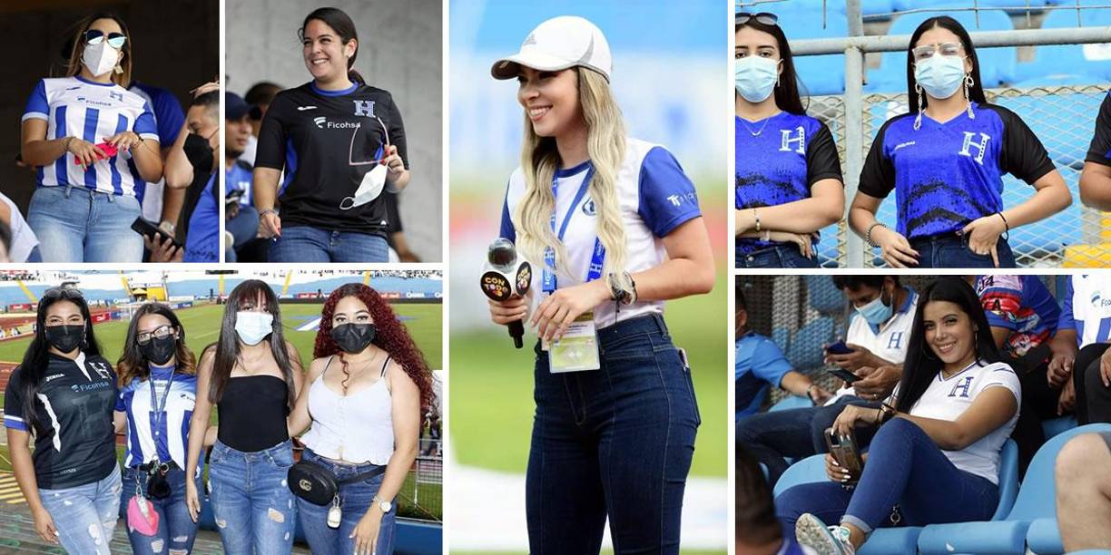 Ellas son las bellas chicas que ha puesto el color en el estadio Olímpico durante el partido entre Honduras y Costa Rica por la eliminatoria de la Concacaf rumbo al Mundial de Qatar 2022.
