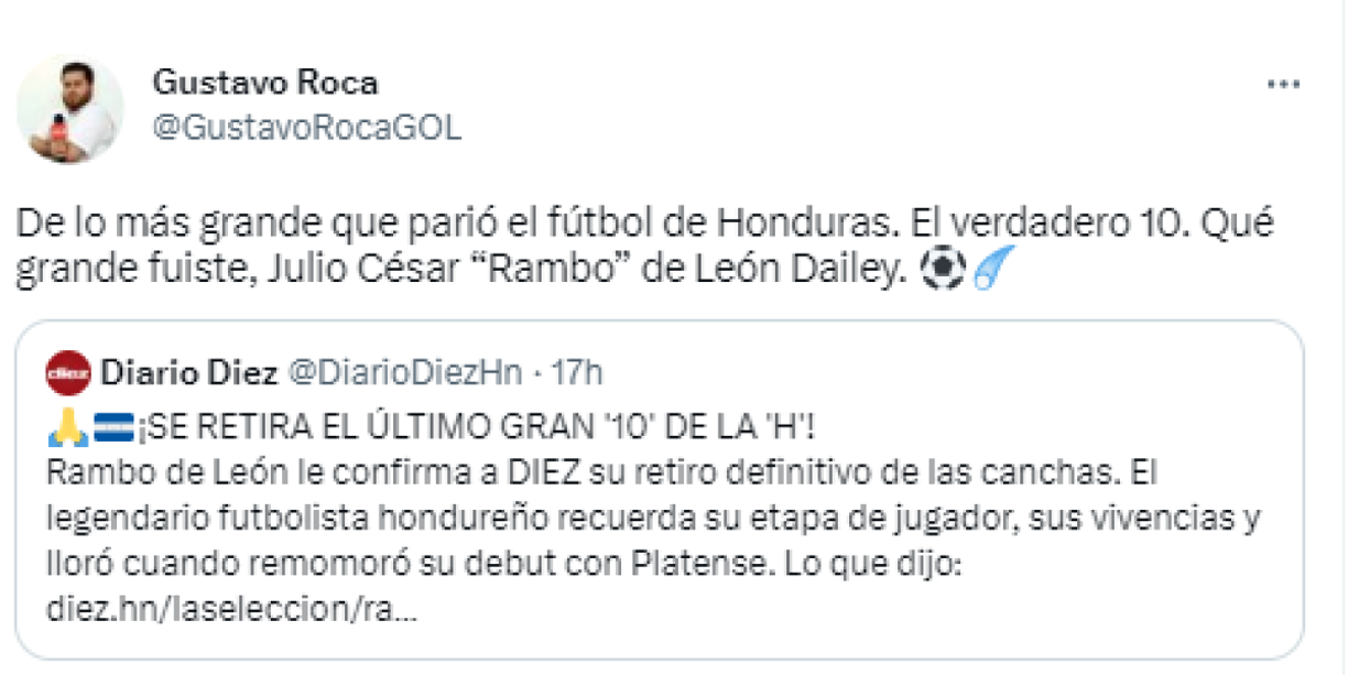 Gustavo Roca, periodista de Diario Diez, fue el encargado de entrevistar a Rambo de León y este le confirmó su retiro del fútbol. 