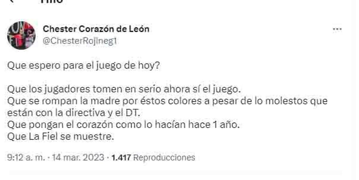 Otros de los mensajes de los aficionados del Atlas en las redes sociales.