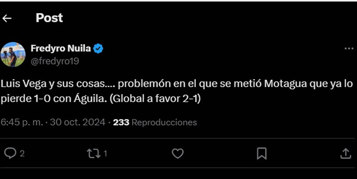 Las críticas a Luis Vega no faltaron por su infantil expulsión en el primer tiempo del partido contra el Águila.