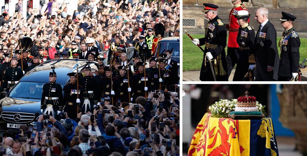 El rey Carlos III, acompañado por sus tres hermanos, encabezó el lunes la procesión que llevó el féretro de Isabel II hasta la catedral de Saint Giles en Edimburgo, capital de Escocia, donde los británicos comenzarán a despedirse de su reina.