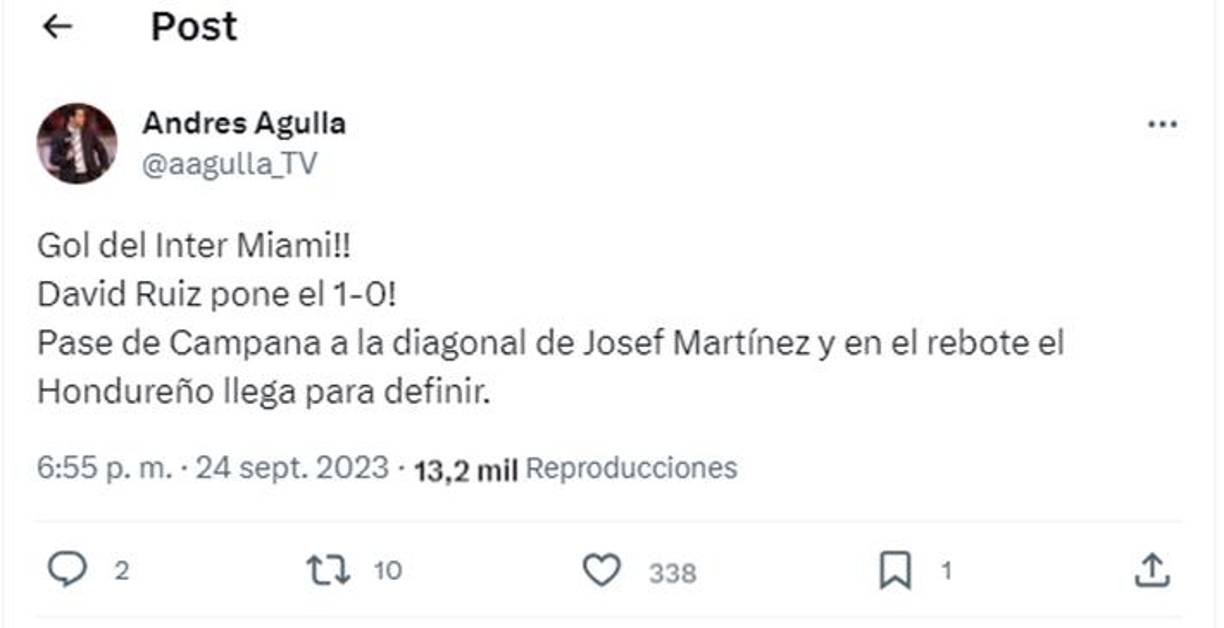 Andrés Agulla de Apple TV y experiodista de ESPN también se pronunció sobre el gol de Ruiz.