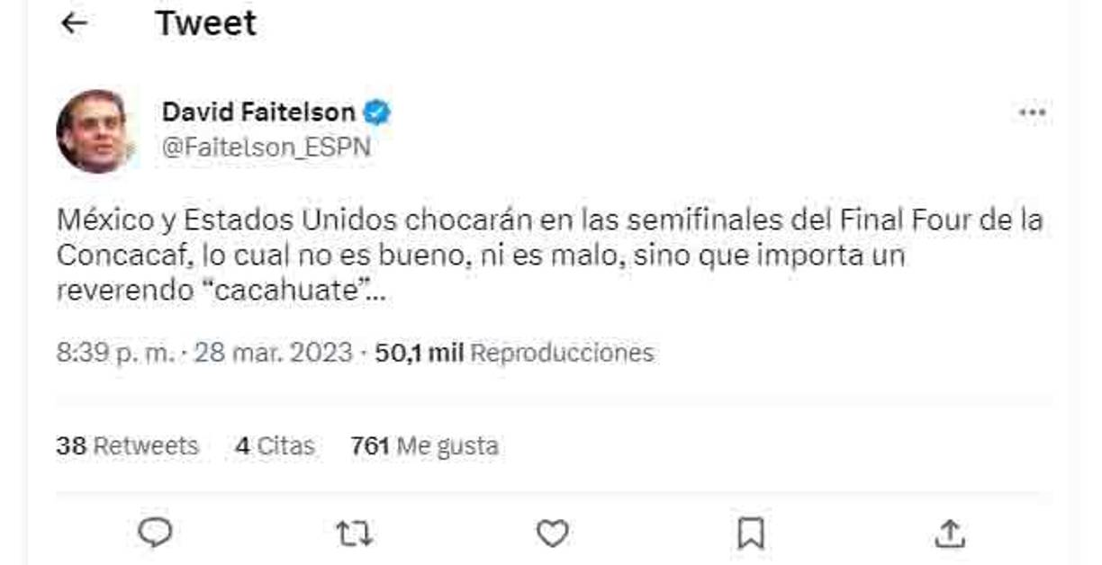 David Faitelson y su peculiar mensaje tras conocer que México se enfrentará a EUA.