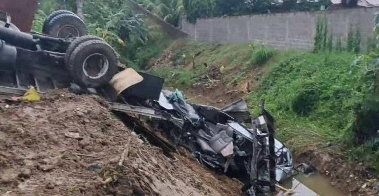 Una de las imágenes sensibles de la zona del accidente donde falleció Demetri Gordon.